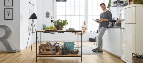 Vinylboden Loft Küche Eiche ustikal Fussboden Modern Industrial 